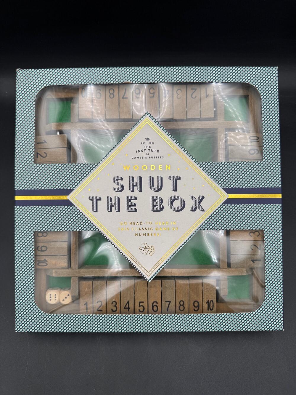 Vintage Shut the Box Tabletop Dice Game Board Complete